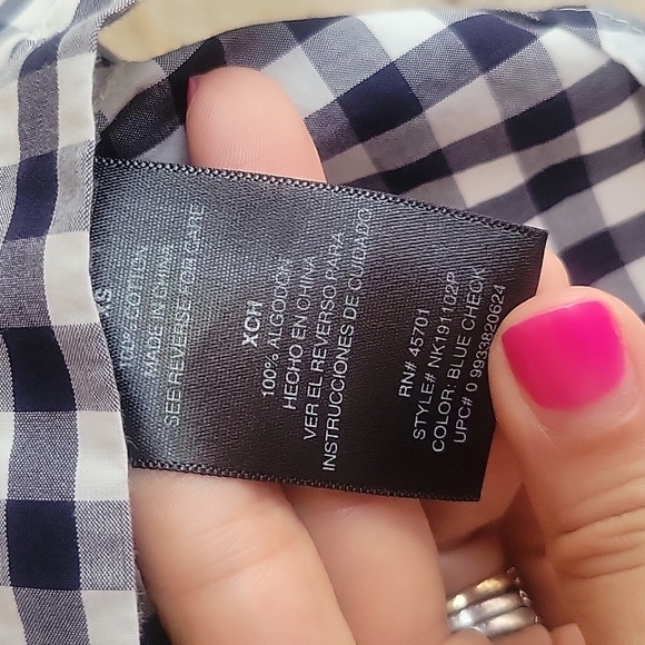 Norma Kamali Sleeveless Button Down Navy Blue and White Check Size XSmall - Picture 5 of 6